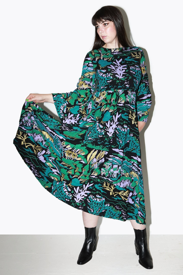 Handprinted Organic Cotton/Bamboo Stevie Dress in Pastoral