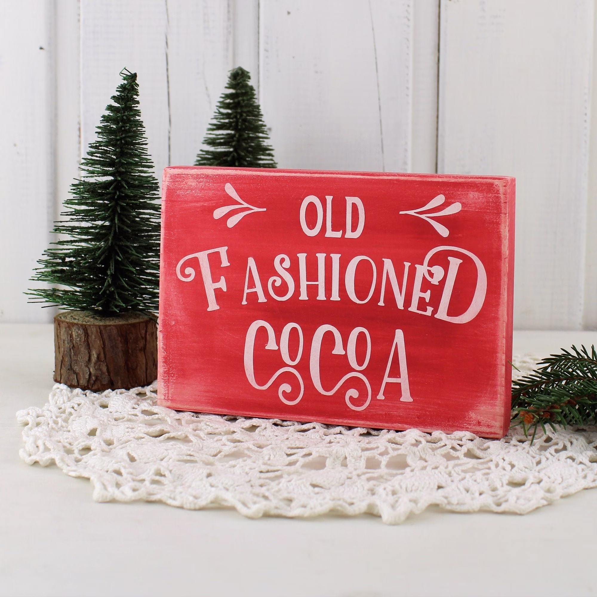 Christmas Cocoa Sign, Seasonal Tiered Tray Decor, Coffe Bar Mini Wood Block Signs