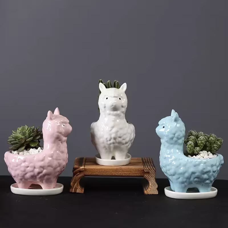 Alpaca Planter, Plant Pot, Animal Pot For Succulents Plants, Flower Ornament, Pen