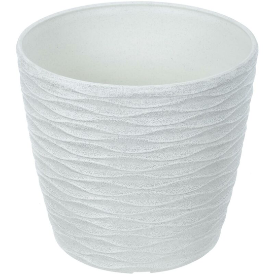 Plastic Plant Pot Weave Effect Flower Planters Indoor Outdoor - White 18cm