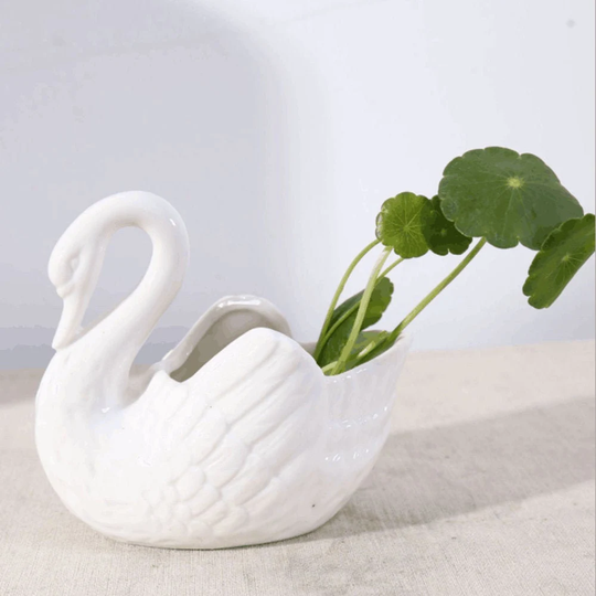 Vintage White Swan Planter Pot For Succulents, Cactuses & Flowers | Bird Ceramic