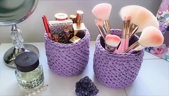 Crochet Basket, Make-Up Organizer, Pencil Holder, Desk Tidy, Storage Basket