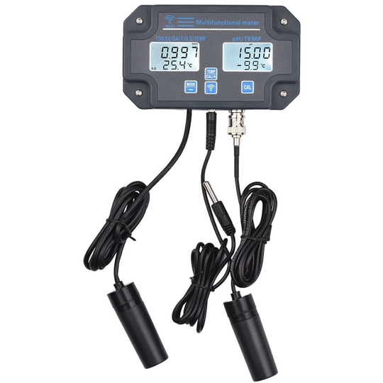 Lifcausal - Wifi Digital Water Quality Tester Wall Mounted 6 in 1 Water Analyzer ph/ ec/ tds/ salt/ sg/ Temperature app Remote Monitoring Alarm