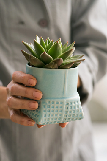 Ceramic Planter, Turquoise Succulent Planter, Light Blue Plant Pot, Flower Modern Air Plant Pot, Indoor Gardening