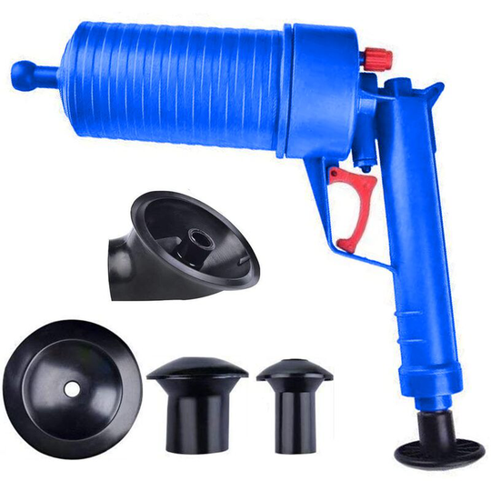Air Pump Drain Blaster, High Pressure Toilet Piston Air Pump Drain Unblocker Cleaner Kit for Bath Toilet, Bathroom, Shower, Kitchen Clogged Tub, Blue