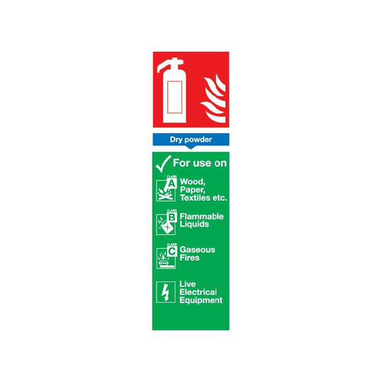 Sitesafe - Dry Powder Fire Extinguisher Vinyl Sign - 100 x 300mm