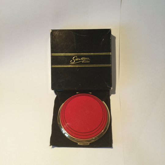 Vintage Stratton Powder Compact, Red Enamel, Boxed Compact Mirror, Mirror