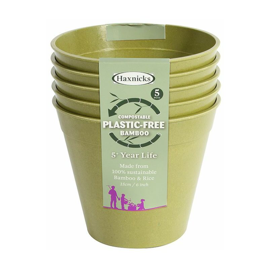 Haxnicks - Bamboo Pot 6in Sage Green x 5 POT130101