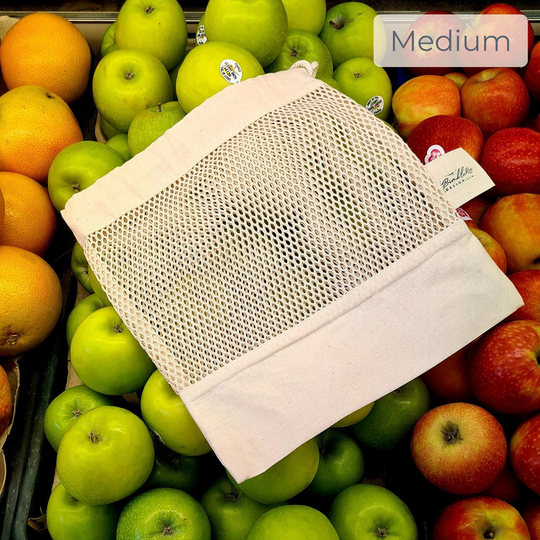 Organic Mesh Reusable Grocery Bags - Handmade Fruit & Veg Eco Friendly Gift Set