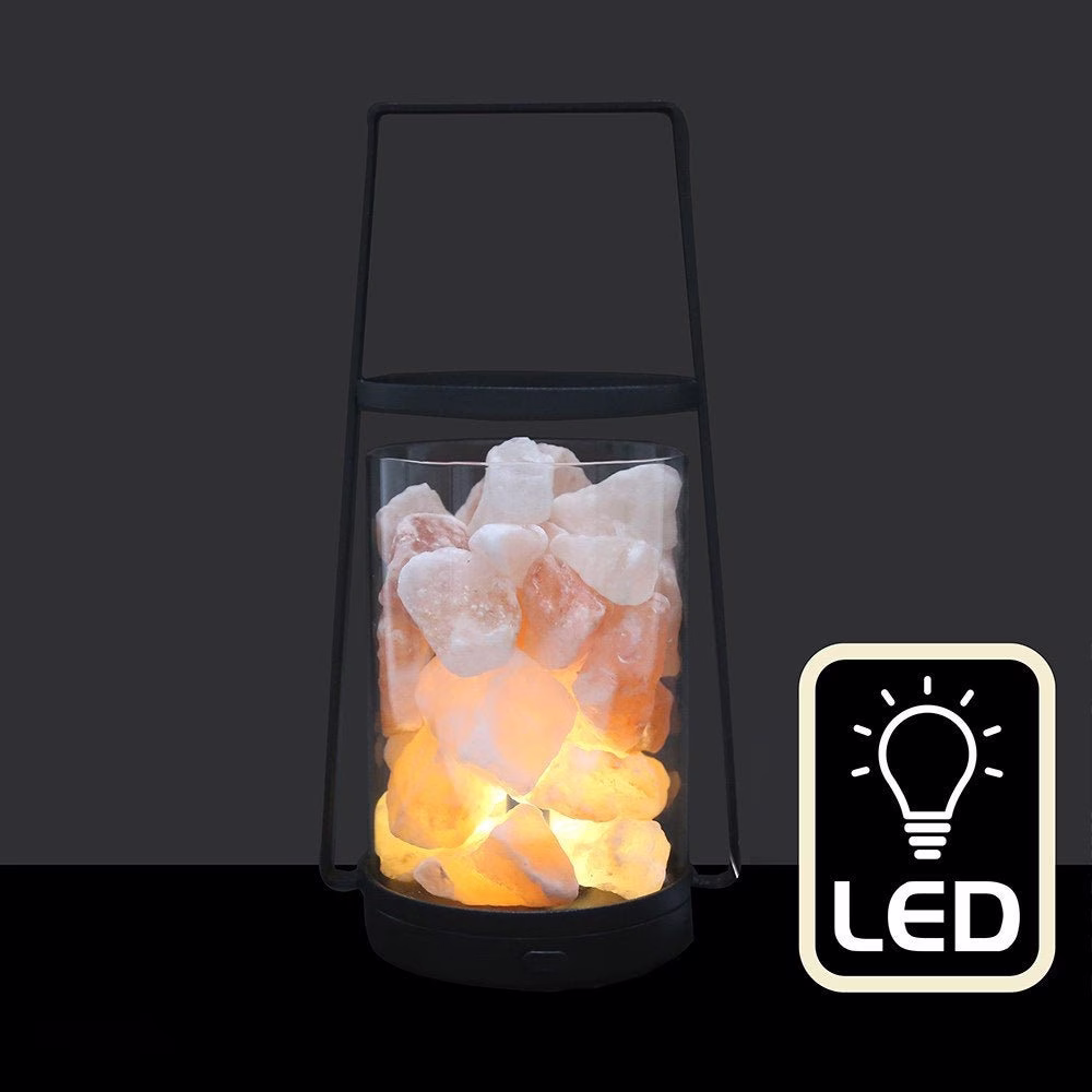 Black Wired Led Abstract Salt Lamp Air Purifier Himalayan Home Decor