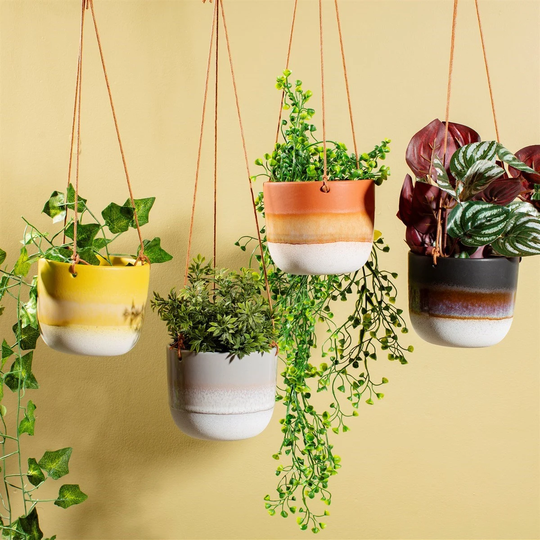 8cm Small Ombre Glaze Ceramic Indoor Hanging Planter - Six Different Finishes Available