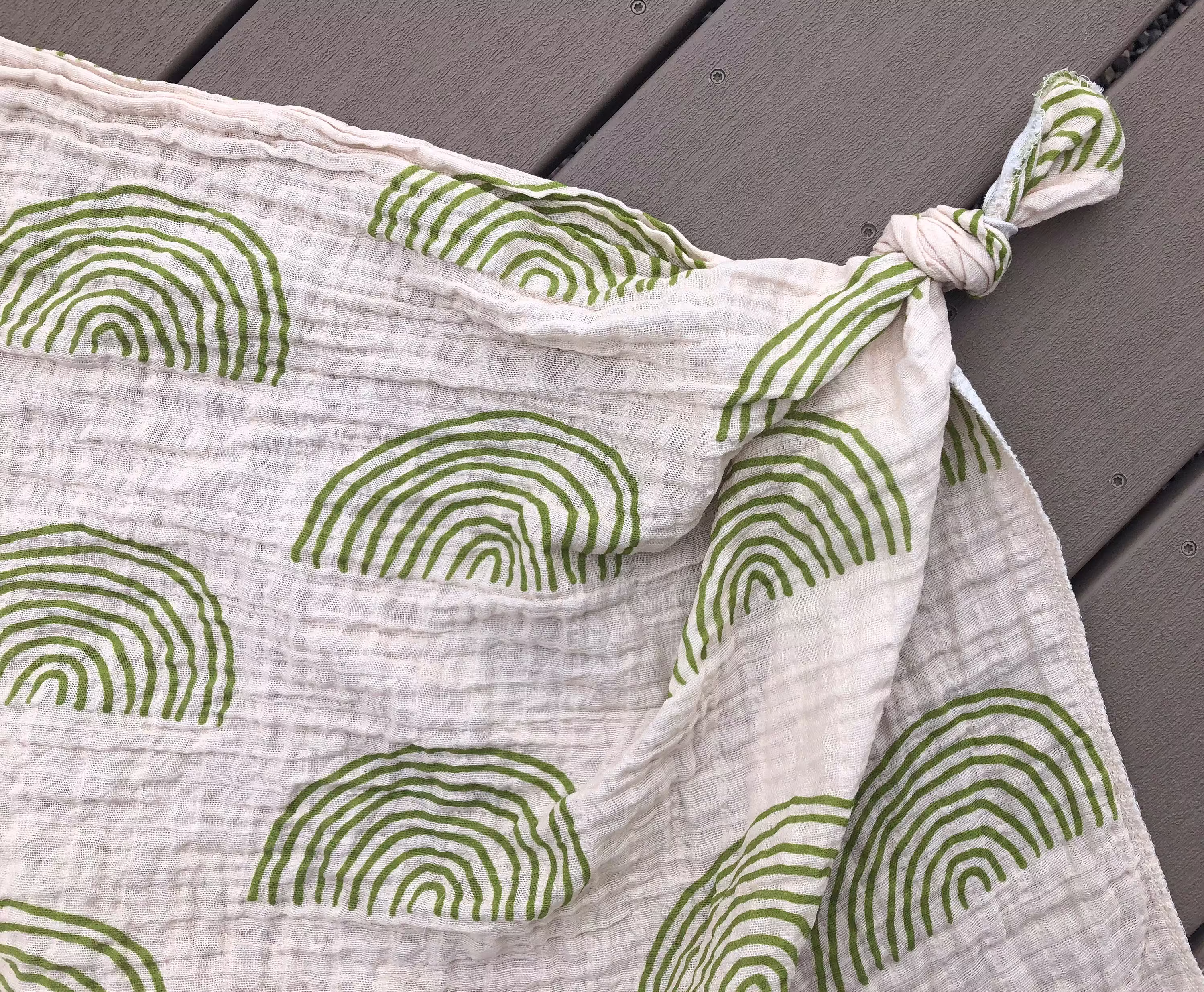 Organic Gauze Chartreuse Rainbow Baby Swaddle /Large Newborn /Light Weight Blanket/Coming Home Hospital Essentials