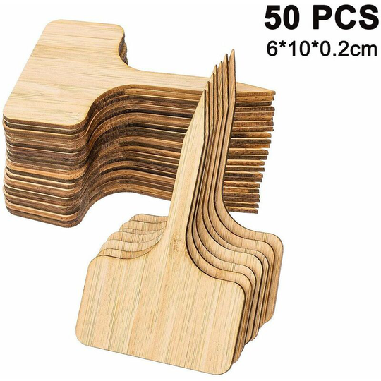 Devenirriche - 50 pcs plant signs bamboo, T-shape plant plug labeling stick-in labels for nurseries plant growing ornamental plants potted herbs