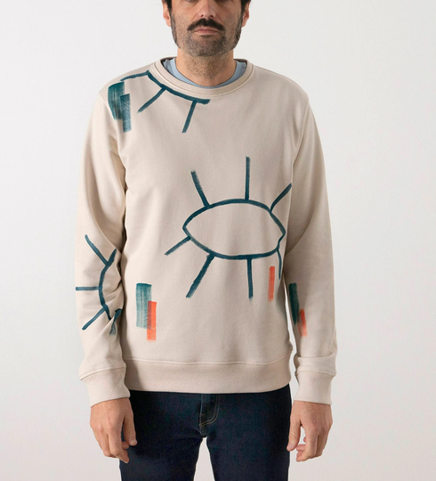 Lash - Classic Man/Hand-Painted Organic Cotton Sweatshirt Abstract Print