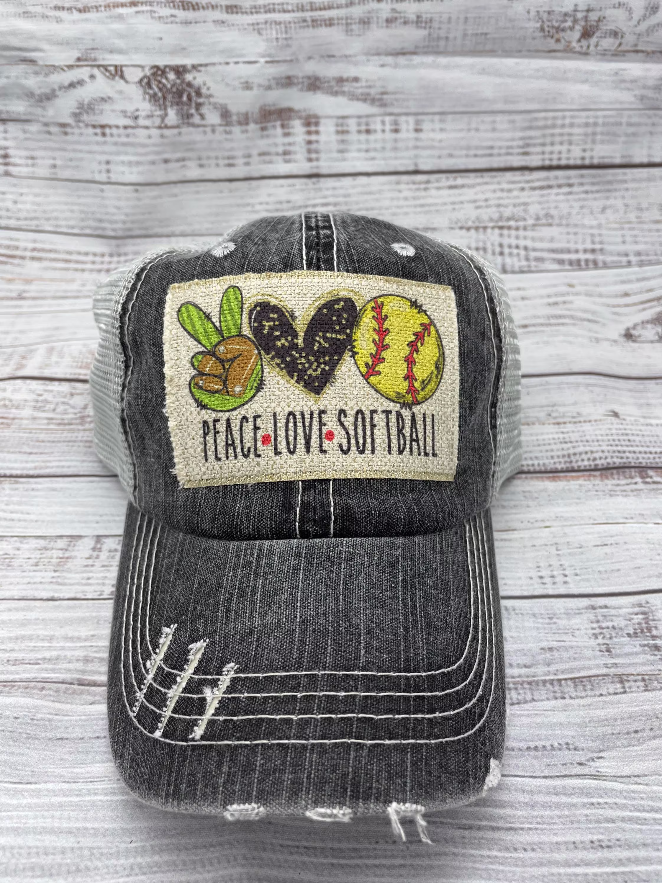Softball Hat, Softball Season, Patch Mom, Ponytail Peace Love Softball, Mom Sports Life