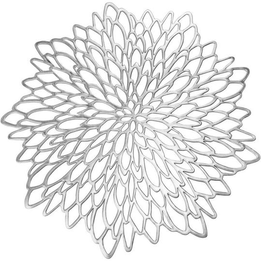 6 silver round table mats, hollowed out vinyl table mats for kitchen table decoration, wedding dress decoration, center decoration, table mats