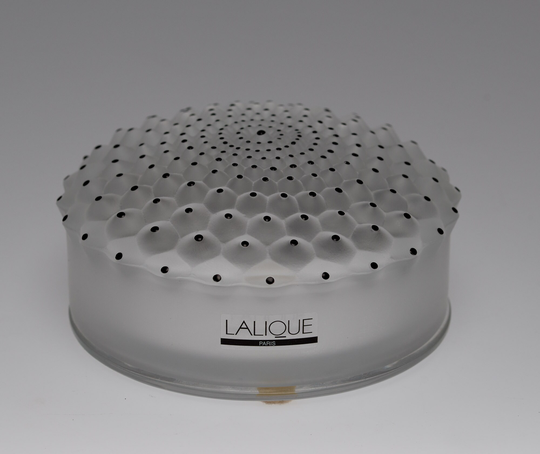 Lalique France Frosted Glass Cactus Pattern Round Lidded Box/Powder Jar