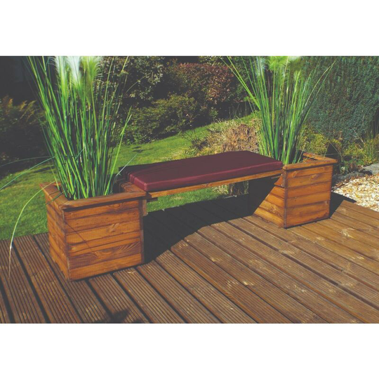 Charlestaylor - Charles Taylor Wooden Garden Square Raised Planter Bench Seat & Red Cushion