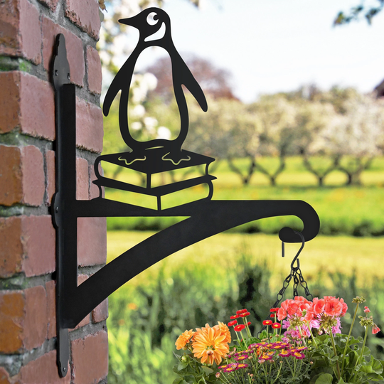 Penguin On Books Hanging Basket Bracket/ Publishing, Aurthors, Book Lovers, Worms, Reading, Book, Writers, Classics