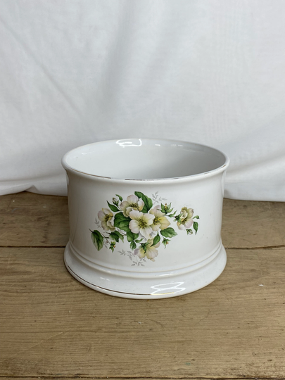 Vintage Ceramadado Pottery Large Round White Plant Pot With Blossom Detail. in Good Condition
