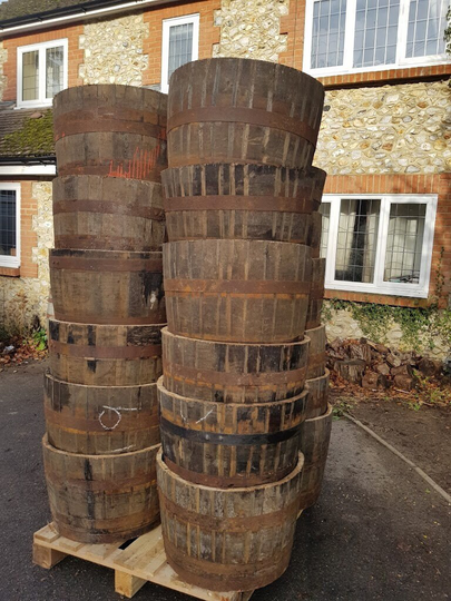 Half A Whiskey Barrel Cask - Choose Your Quantity, Free Delivery Reclaimed Oak Planters Freshly Made To Order