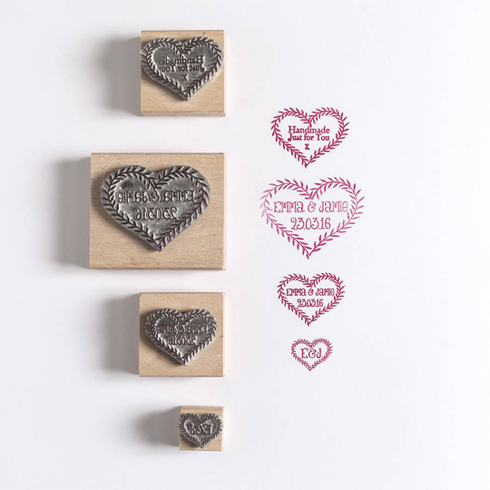 Leaf Heart Save The Date Wedding Rubber Stamp