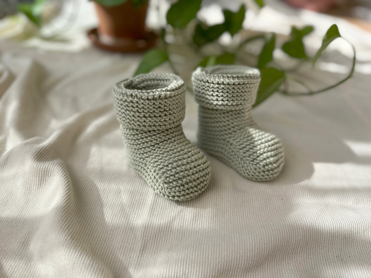 Organic Cotton Baby Knit Socks , Mint Shoes, 6-12 Months