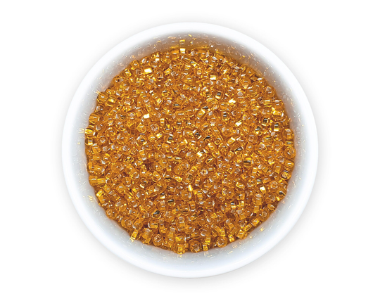 Czech Seed Beads Size 10/0 | 20G Amber Yellow Orange Lined Preciosa Rocailles Square Hole 331-29001-87060