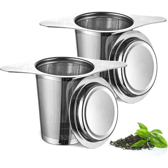 Perle Rare - 2PCS Tea Filter with Handles & Lid, Tea Infuser, Tea Filter for Cup, Tea Strainer, Tea Infuser, Tea Cup Infuser, for