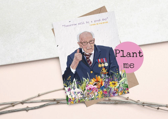 Plantable Seed Card - Captain Sir Tom Moore - Inspirational Cards - Eco Friendly & Vegan Friendly - Paper