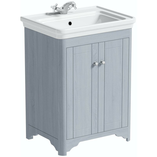 The Bath Co - Beaumont powder blue floorstanding vanity unit and basin 630mm - Blue