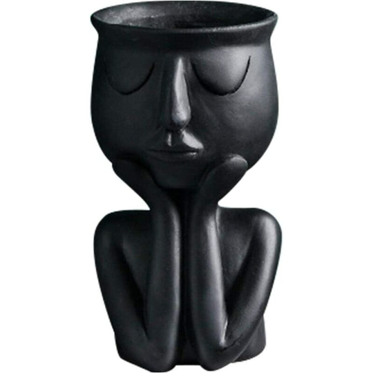 Outdoor vase human shape resin flower pot Dried flower garden decoration retro vase surface carved flower pot desktop home furnishing gift floral art