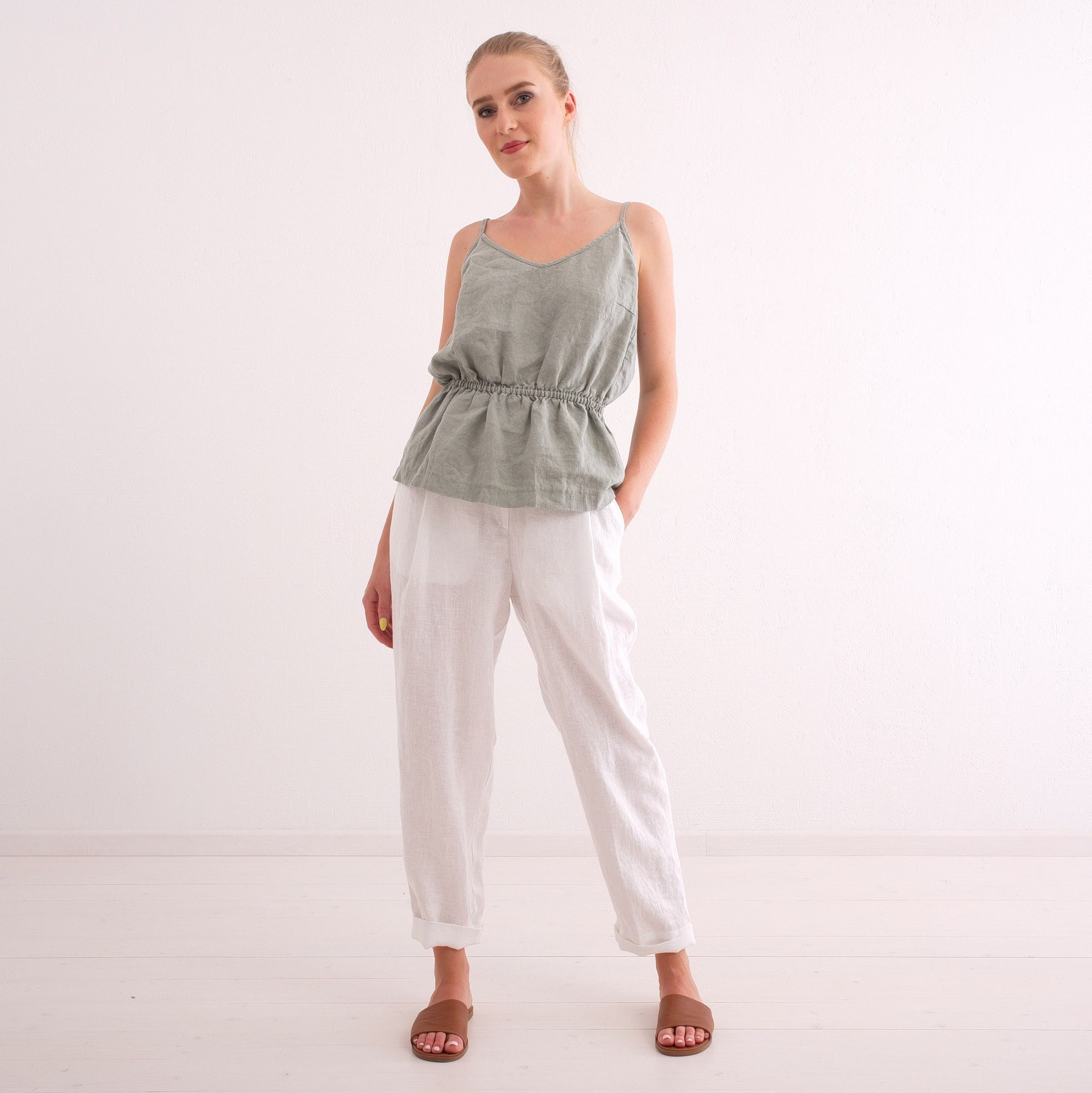 Linen Camisole, Organic Cami, Slip Top, Women Cami Top