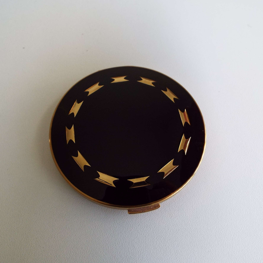 Vintage 1970's Stratton Powder Compact Deep Maroon & Gold Tone Convertible Vanity Storage Cosmetics Make-Up