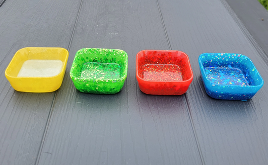 Element Candleholder Altar Set, Offering Bowl, Resin, Glow, Altar, Witch, Pagan, Wicca, Decoration, Elements, Glitter, Rainbow, Square Dish
