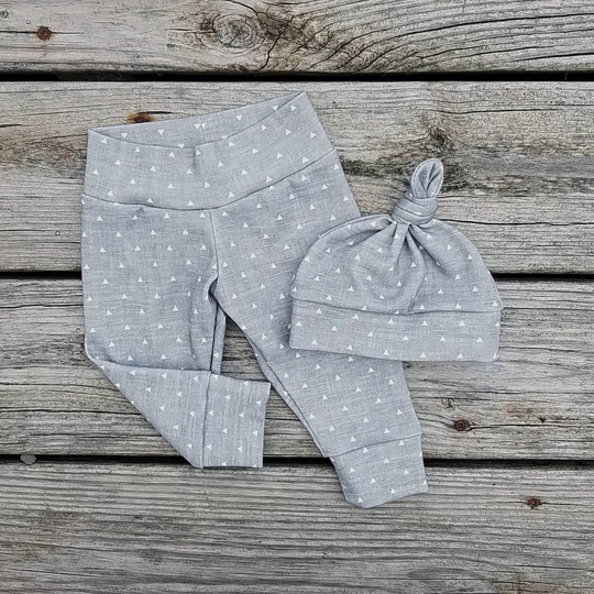 Gray Baby Boy Pants & Hat - Gender Neutral Coming Home Outfit Organic Leggings Winter Clothes Newborn Joggers