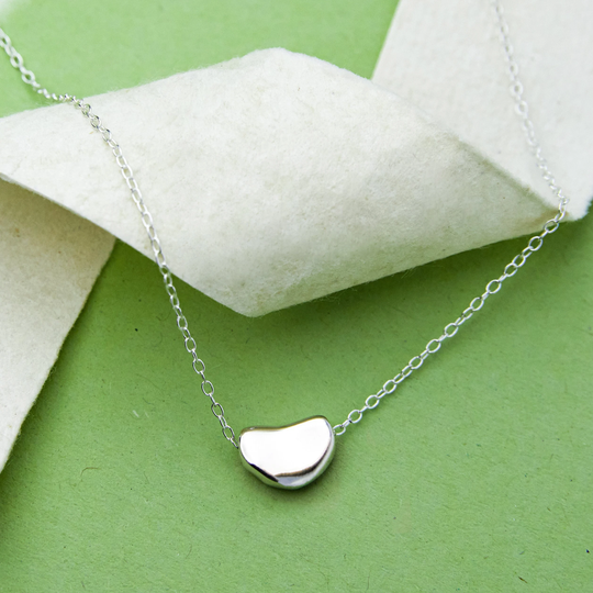 sterling Silver Organic Bean Pendant Necklace-Bridesmaids Jewellery-Dainty Necklace-Charm Necklace-Mum Daughter Gift-Anniversary Present