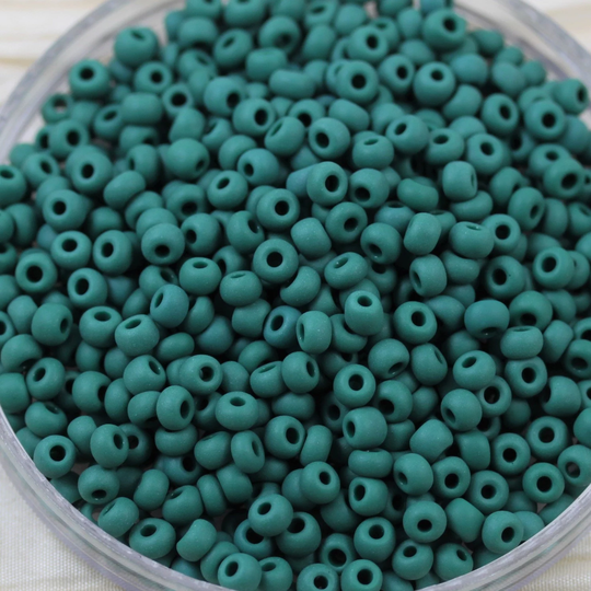 70G 6/0 Matte Blue-Green Czech Seed Beads, 70Grams, Frosted Finish, Fabulous Ceramic Look