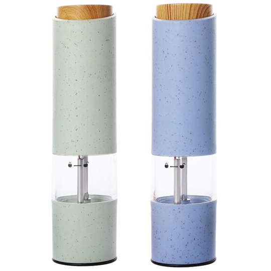 Electric Pepper Grinder Automatic Salt Grinder Wheat Fiber Material One Hand Operated Mill 1pcs green+1pcs blue