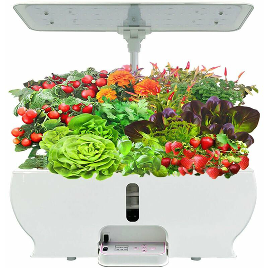 Qersta - Smart Hydroponics System Indoor Herb Garden Kit 9 Pods 4H/8H/12H Dimmable led Timing Set Height Adjustable Grow Lights 3L Water Tank Smart