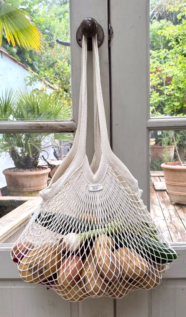 Nutley's Long Handled Organic Cotton String Shopping Bags | Zero Waste Living Mesh Grocery Net Bag Farmers Market Biodegradable Storage