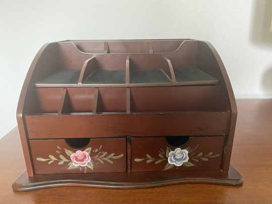Large Vintage Hand Painted Desk Organizer
