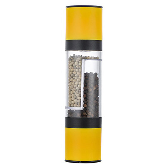 Salt and Pepper Grinder - 2 in 1 Manual Salt Pepper Mill Herb Spice Grinder Shakers Refillable yellow