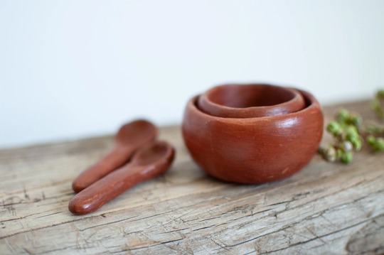 Sale - 50% Off- Tiny Spice Nesting Bowls Set With Spoons Salt Bowls Jar