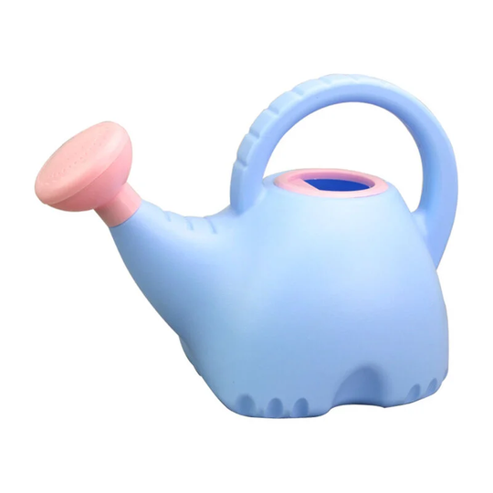 Adorable Kids Gardening Tools Lightweight Elephant Watering Can 0.4 Gallon with Sprinkler Indoor Outdoor Garden Plants (Blue Body Pink Head)