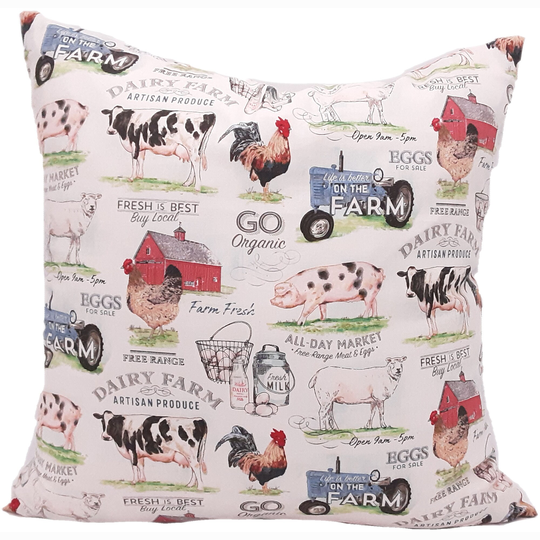 Organic Farming Pillow Cover - Farmers Market Farmhouse Home Decor Vintage Farm Decor- Throw