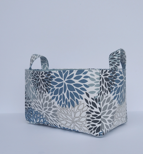 Canvas Storage Basket, Blooms Fabric Organizer Bin, Diaper Caddy, Toy Box