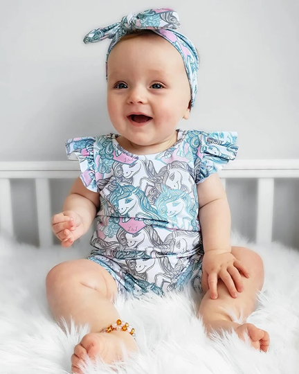 Organic Baby Romper - Unicorn Outfit Baby Girls Clothing Boho Clothes Summer Pastel Clothes Hippie