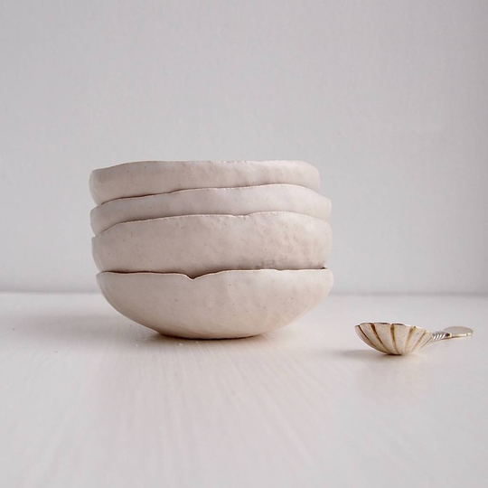 Handmade White Satin Ceramic Salt /Spice/ Ring Dish