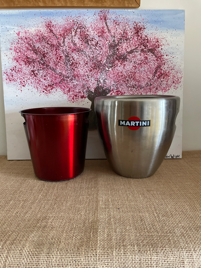 Extremely Rare Large Vintage French Martini Branded Two Part Aluminium Champagne Ice Bucket With Liner